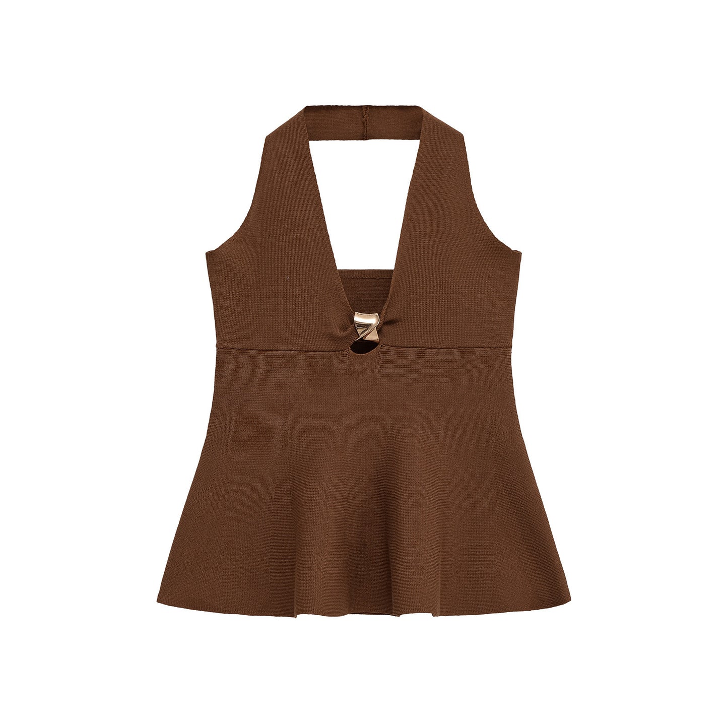 Fashionable slim fit short skirt style hem hanging neck collar camisole top for women